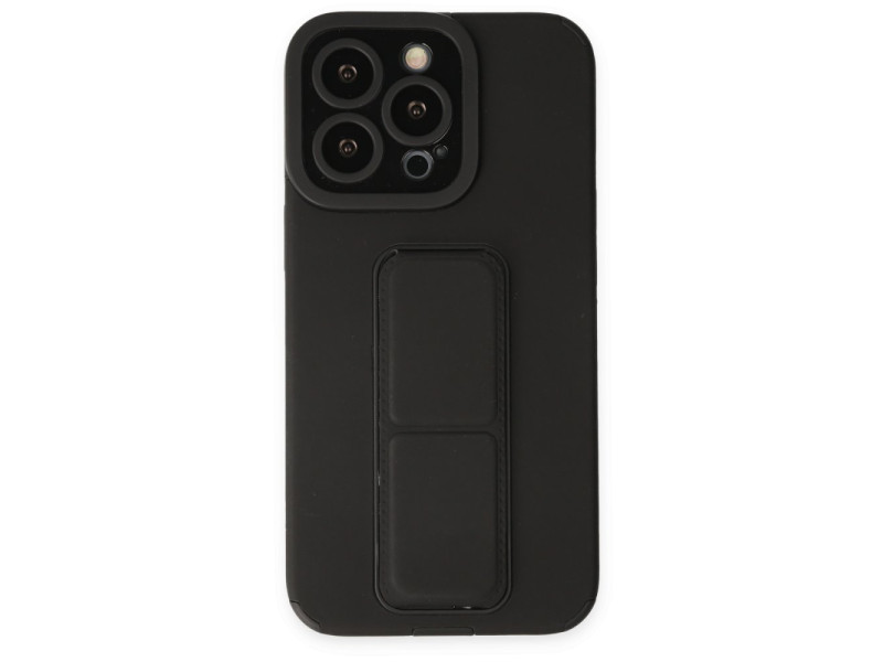 Newface iPhone 14 Pro Kılıf Mega Standlı Silikon - Siyah