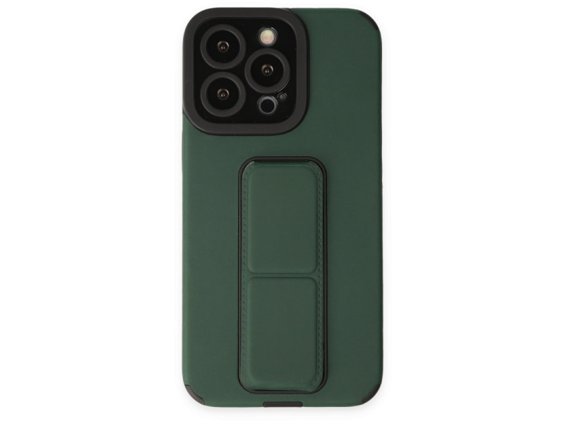 Newface iPhone 14 Pro Kılıf Mega Standlı Silikon - Yeşil
