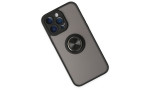 Newface iPhone 14 Pro Kılıf Montreal Yüzüklü Silikon Kapak - Siyah