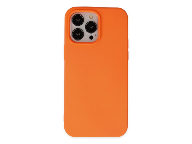 Newface iPhone 14 Pro Kılıf Nano içi Kadife Silikon - Turuncu