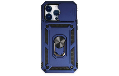Newface iPhone 14 Pro Kılıf Pars Lens Yüzüklü Silikon - Lacivert