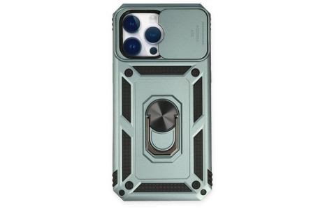 Newface iPhone 14 Pro Kılıf Pars Lens Yüzüklü Silikon - Yeşil