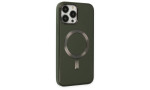 Newface iPhone 14 Pro Max Kılıf Coco Deri Magneticsafe Silikon - Haki Yeşil