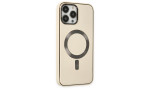 Newface iPhone 14 Pro Max Kılıf Coco Deri Magneticsafe Silikon - Krem