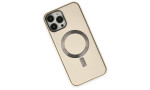 Newface iPhone 14 Pro Max Kılıf Coco Deri Magneticsafe Silikon - Krem