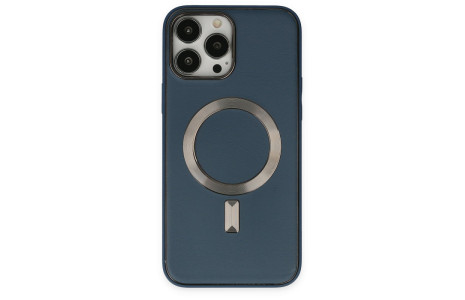 Newface iPhone 14 Pro Max Kılıf Coco Deri Magneticsafe Silikon - Lacivert