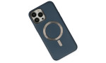 Newface iPhone 14 Pro Max Kılıf Coco Deri Magneticsafe Silikon - Lacivert