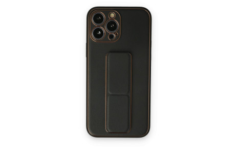 Newface iPhone 14 Pro Max Kılıf Coco Deri Standlı Kapak - Siyah