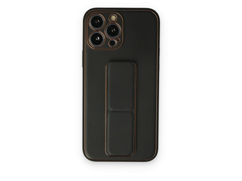 Newface iPhone 14 Pro Max Kılıf Coco Deri Standlı Kapak - Siyah