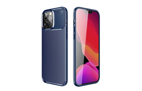 Newface iPhone 14 Pro Max Kılıf Focus Karbon Silikon - Lacivert
