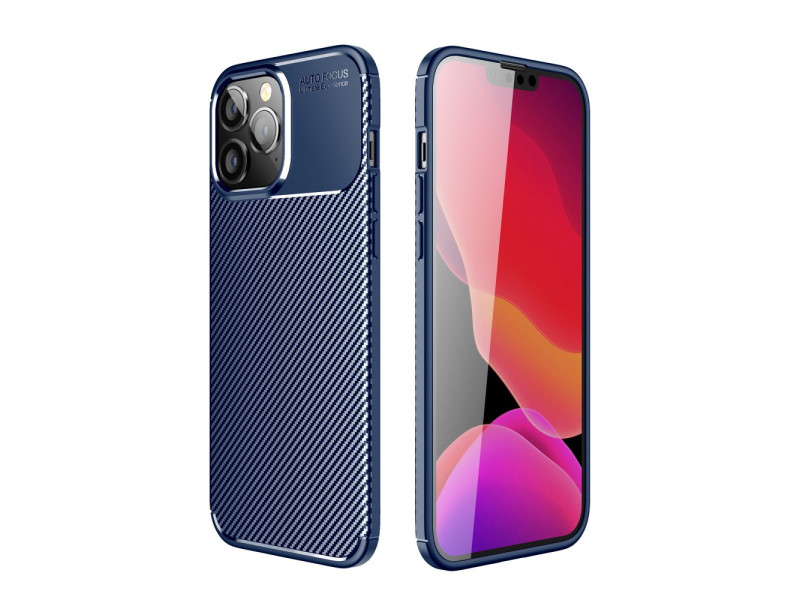 Newface iPhone 14 Pro Max Kılıf Focus Karbon Silikon - Lacivert