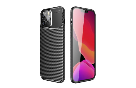 Newface iPhone 14 Pro Max Kılıf Focus Karbon Silikon - Siyah