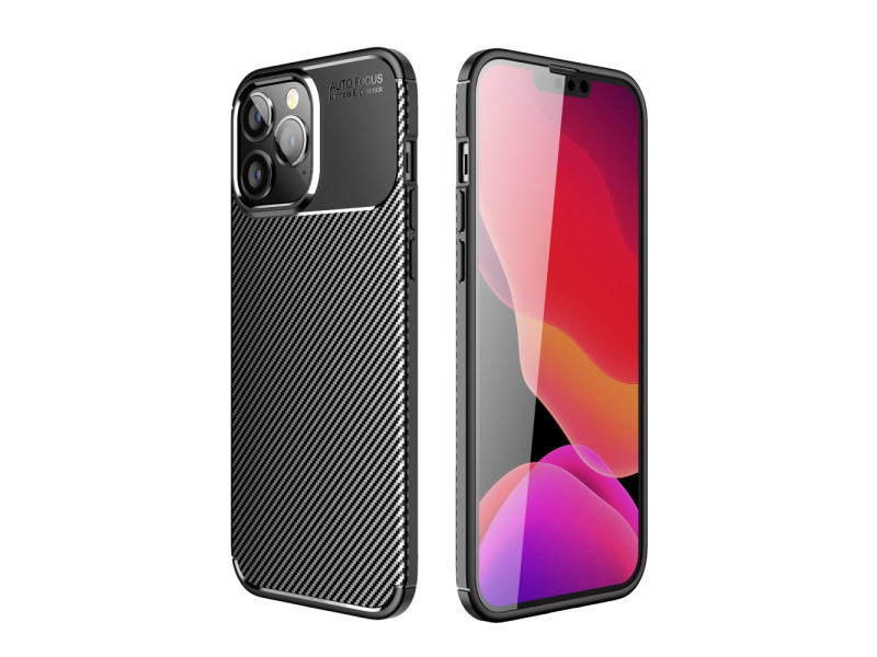 Newface iPhone 14 Pro Max Kılıf Focus Karbon Silikon - Siyah