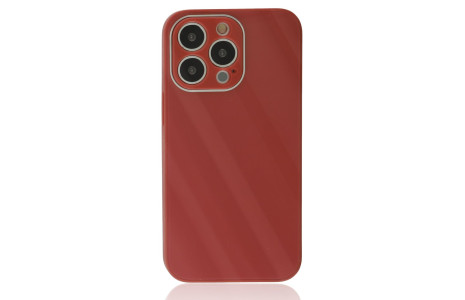 Newface iPhone 14 Pro Max Kılıf Glass Kapak - Bordo