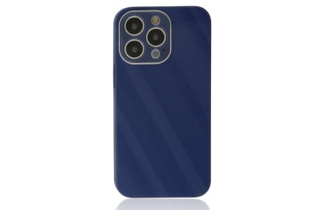 Newface iPhone 14 Pro Max Kılıf Glass Kapak - Lacivert