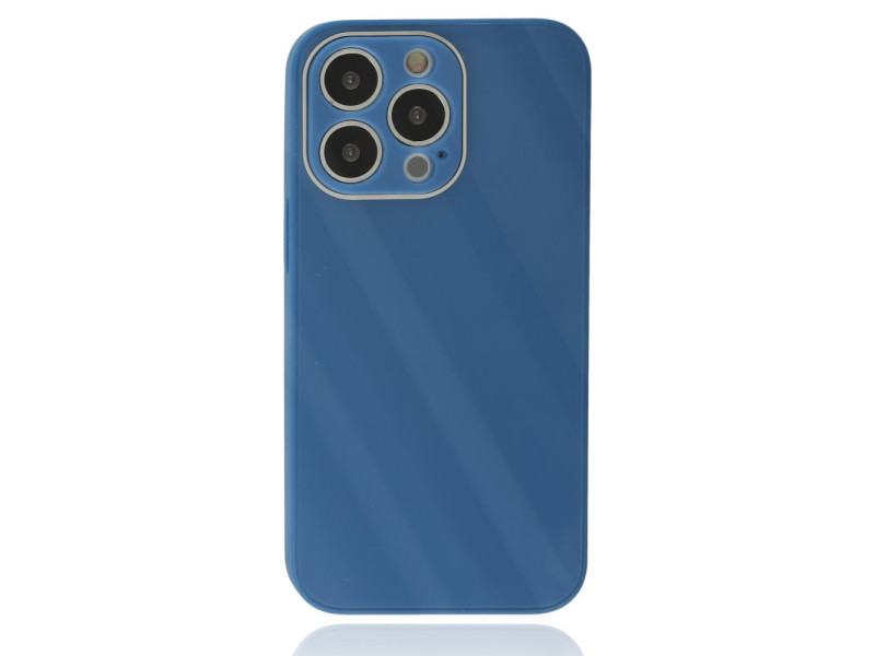 Newface iPhone 14 Pro Max Kılıf Glass Kapak - Mavi