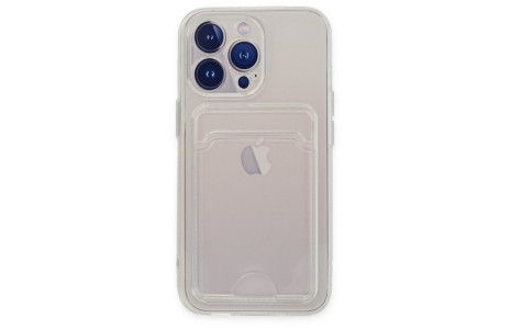 Newface iPhone 14 Pro Max Kılıf Kart Şeffaf Silikon - Şeffaf