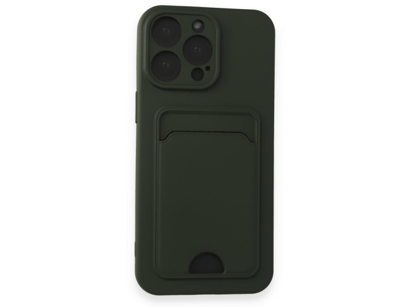 Newface iPhone 14 Pro Max Kılıf Kelvin Kartvizitli Silikon - Koyu Yeşil
