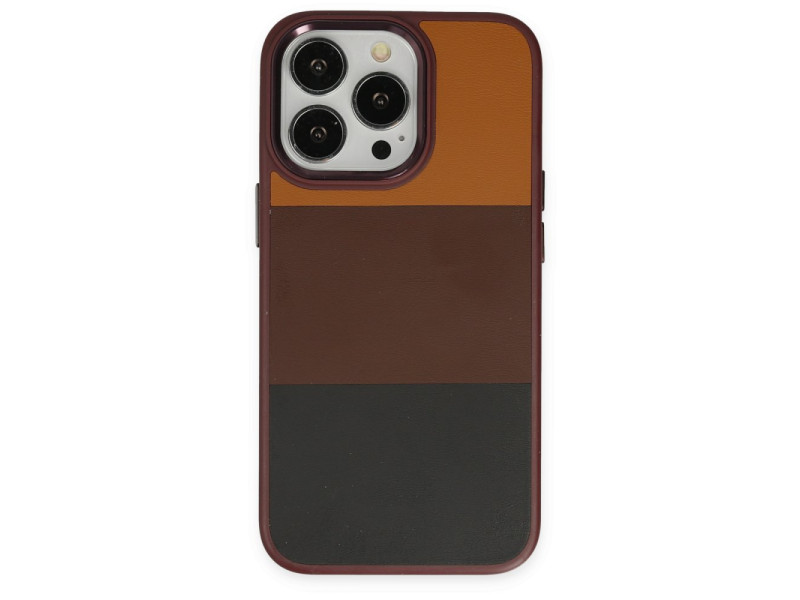 Newface iPhone 14 Pro Max Kılıf King Kapak - Bordo-Siyah