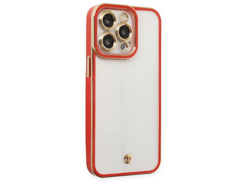 Newface iPhone 14 Pro Max Kılıf Liva Lens Silikon - Kırmızı