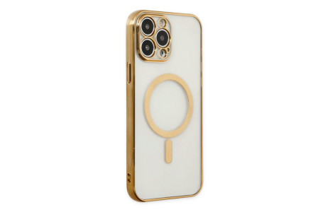 Newface iPhone 14 Pro Max Kılıf Magneticsafe Lazer Silikon - Gold