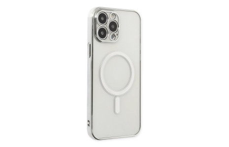 Newface iPhone 14 Pro Max Kılıf Magneticsafe Lazer Silikon - Gümüş
