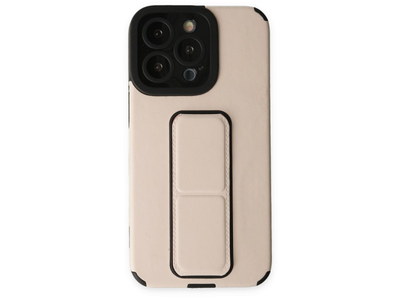 Newface iPhone 14 Pro Max Kılıf Mega Standlı Silikon - Gold