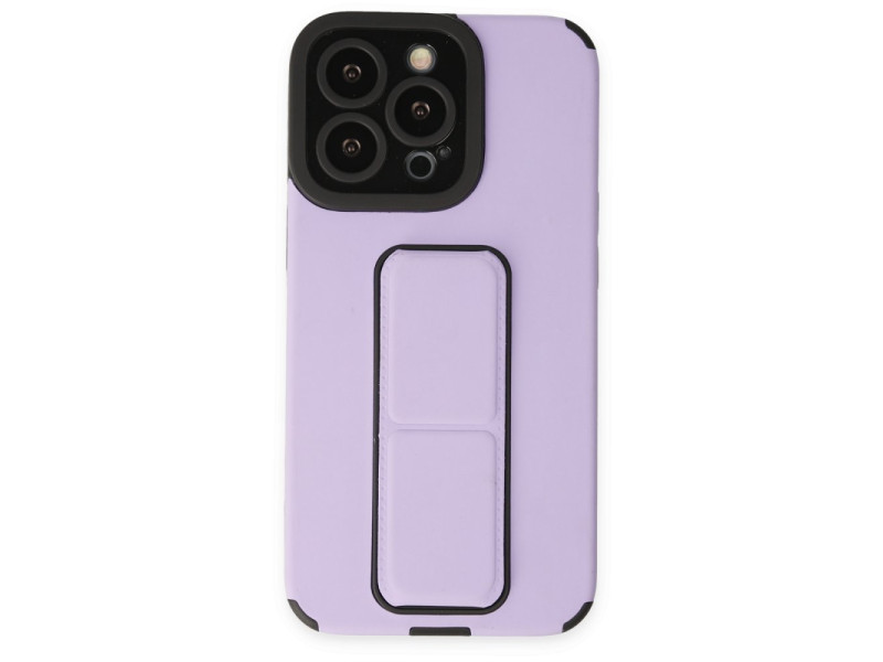 Newface iPhone 14 Pro Max Kılıf Mega Standlı Silikon - Lila