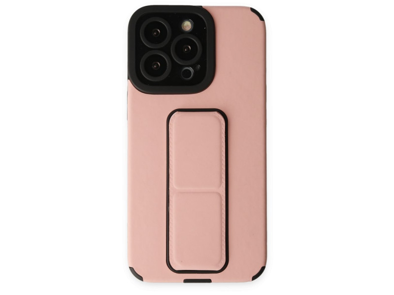 Newface iPhone 14 Pro Max Kılıf Mega Standlı Silikon - Pudra