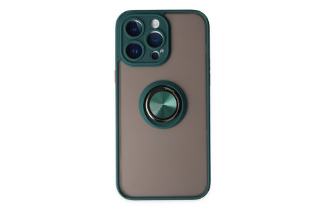 Newface iPhone 14 Pro Max Kılıf Montreal Yüzüklü Silikon Kapak - Yeşil
