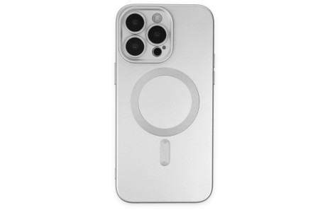 Newface iPhone 14 Pro Max Kılıf Moshi Lens Magneticsafe Silikon - Gümüş