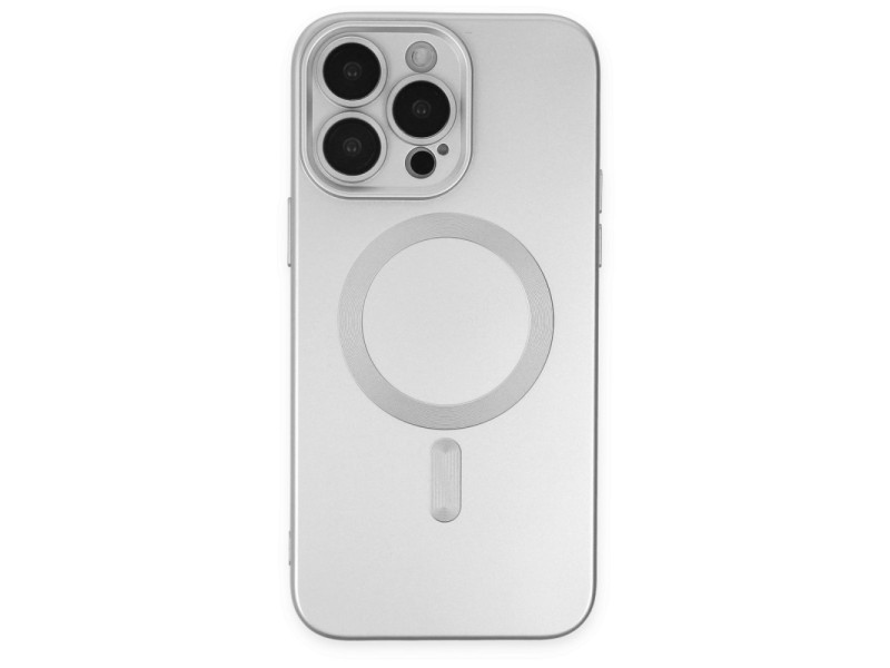 Newface iPhone 14 Pro Max Kılıf Moshi Lens Magneticsafe Silikon - Gümüş