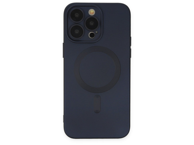 Newface iPhone 14 Pro Max Kılıf Moshi Lens Magneticsafe Silikon - Lacivert
