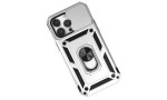 Newface iPhone 14 Pro Max Kılıf Pars Lens Yüzüklü Silikon - Gümüş