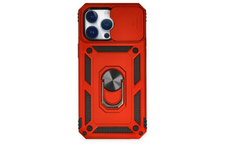 Newface iPhone 14 Pro Max Kılıf Pars Lens Yüzüklü Silikon - Kırmızı
