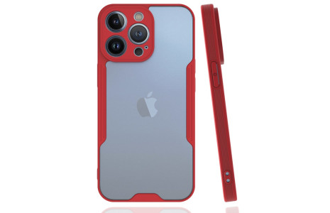 Newface iPhone 14 Pro Max Kılıf Platin Silikon - Kırmızı