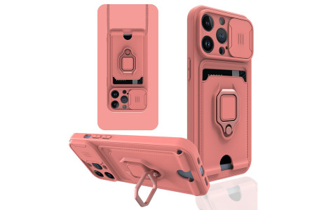 Newface iPhone 14 Pro Max Kılıf Zuma Kartvizitli Yüzüklü Silikon - Pembe