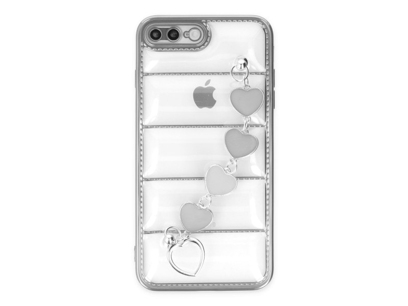 Newface iPhone 8 Plus Kılıf Berlin Elcekli Silikon - Gümüş