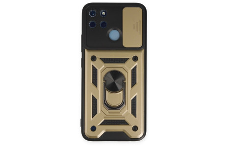 Newface Realme C25Y Kılıf Pars Lens Yüzüklü Silikon - Gold