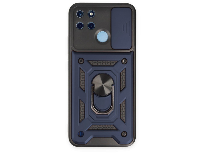 Newface Realme C25Y Kılıf Pars Lens Yüzüklü Silikon - Lacivert