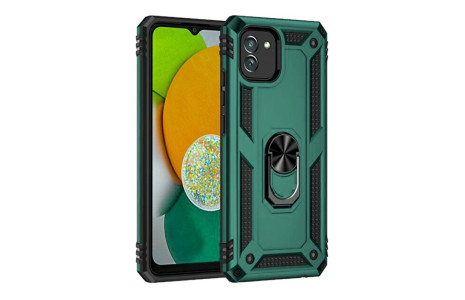 Newface Samsung Galaxy A03 Kılıf Sofya Yüzüklü Silikon Kapak - Yeşil