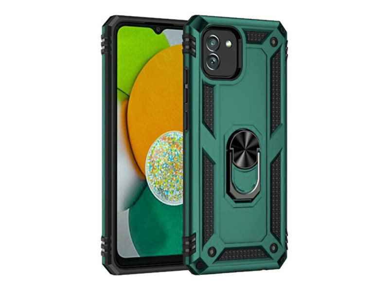 Newface Samsung Galaxy A03 Kılıf Sofya Yüzüklü Silikon Kapak - Yeşil