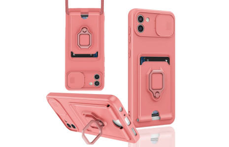 Newface Samsung Galaxy A03 Kılıf Zuma Kartvizitli Yüzüklü Silikon - Pembe