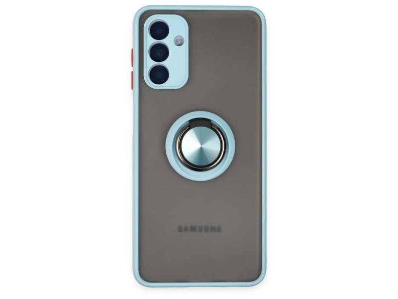 Newface Samsung Galaxy A04S Kılıf Montreal Yüzüklü Silikon Kapak - Buz Mavi