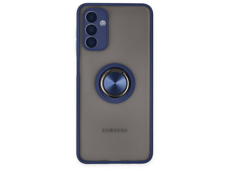 Newface Samsung Galaxy A04S Kılıf Montreal Yüzüklü Silikon Kapak - Lacivert