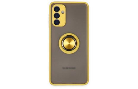Newface Samsung Galaxy A04S Kılıf Montreal Yüzüklü Silikon Kapak - Sarı