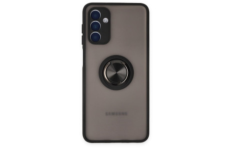 Newface Samsung Galaxy A04S Kılıf Montreal Yüzüklü Silikon Kapak - Siyah