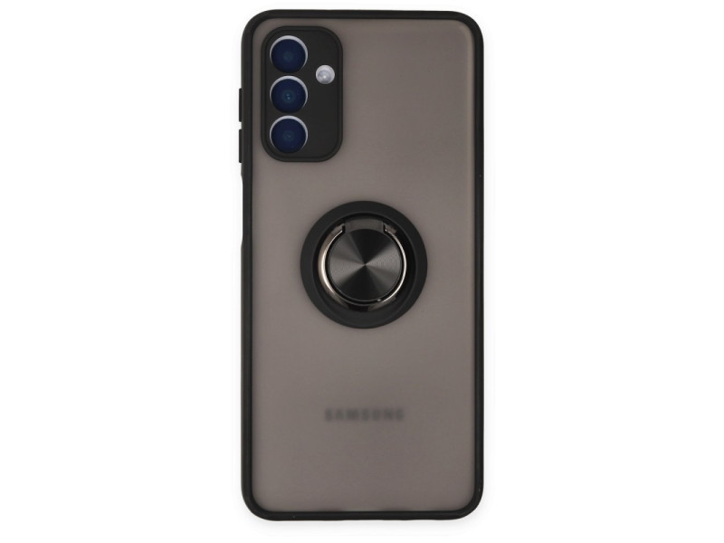 Newface Samsung Galaxy A04S Kılıf Montreal Yüzüklü Silikon Kapak - Siyah
