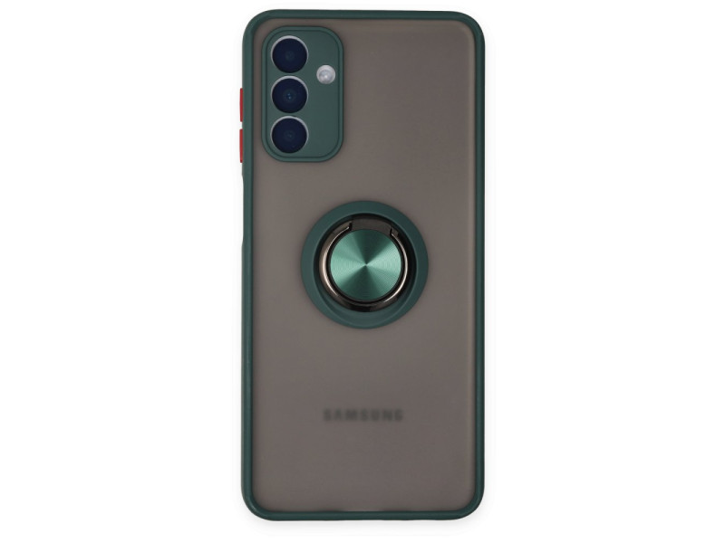 Newface Samsung Galaxy A04S Kılıf Montreal Yüzüklü Silikon Kapak - Yeşil