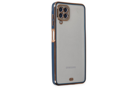 Newface Samsung Galaxy A12 Kılıf Liva Lens Silikon - Mavi